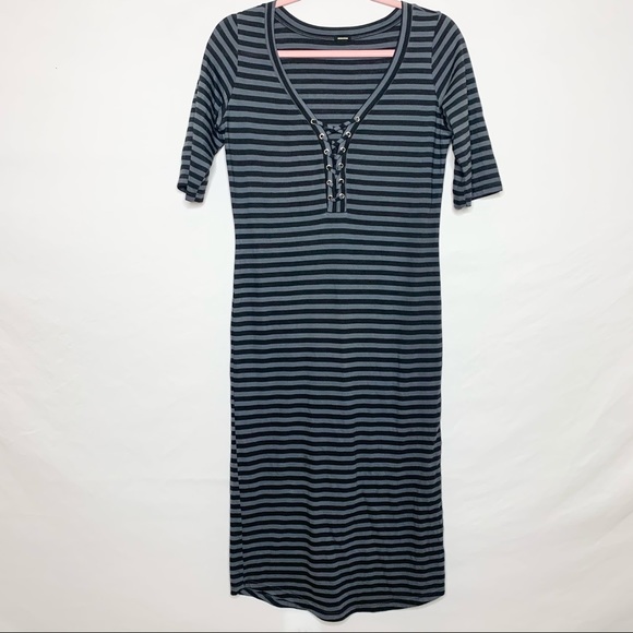 Monrow Jersey Striped Lace Up Dress - Picture 2 of 5
